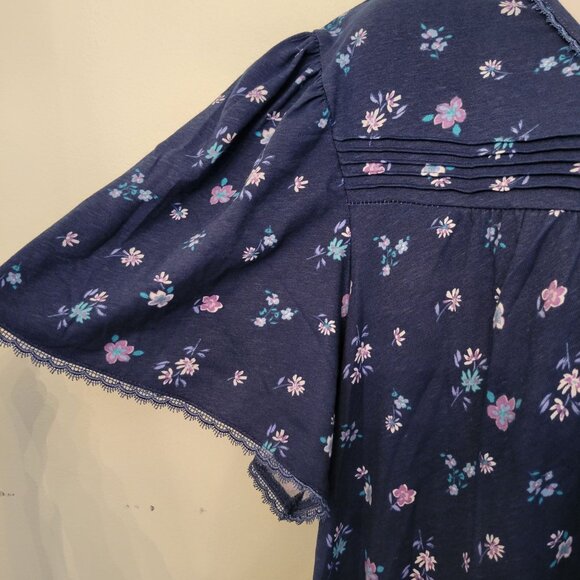 Dreams Co Blue Floral Nightgown 4X Cotton Long Modest House Dress‎ Lounge - Picture 7 of 7